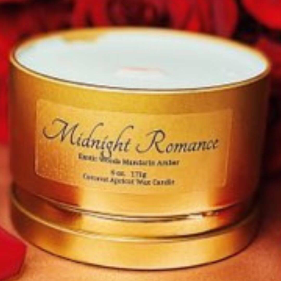 MIDNIGHT ROMANCE COCONUT APRICOT WAX LUXURY TRAVEL CANDLE