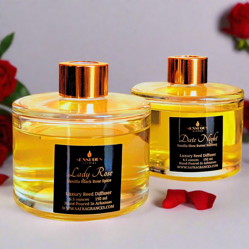 Luxury Reed Diffuser handpoured with plant-based fragrances and essential oils for a safe, long-lasting, natural fragrance experience.