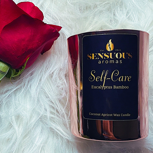 Selfcare tips to enhance your well-being. Self-Care coconut apricot wax candle handcrafted with natural ingredients free of toxins.