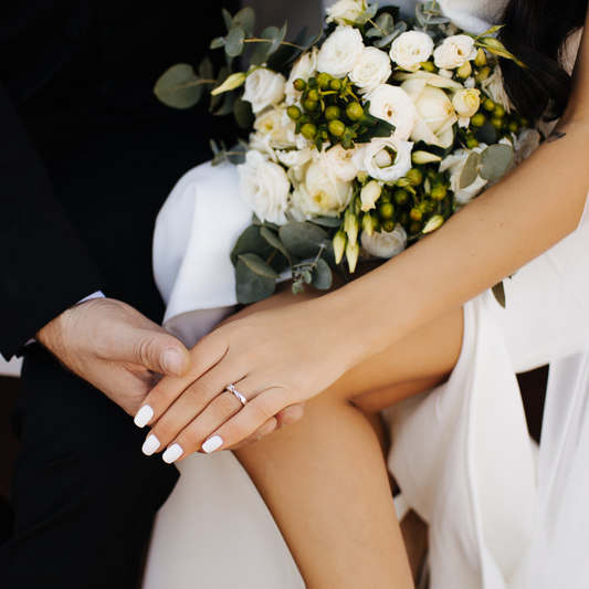 Picture of a Bride and Groom holding handsLuxury wedding gifts and custom candle favors for couples, bridesmaids, and unforgettable romantic moments