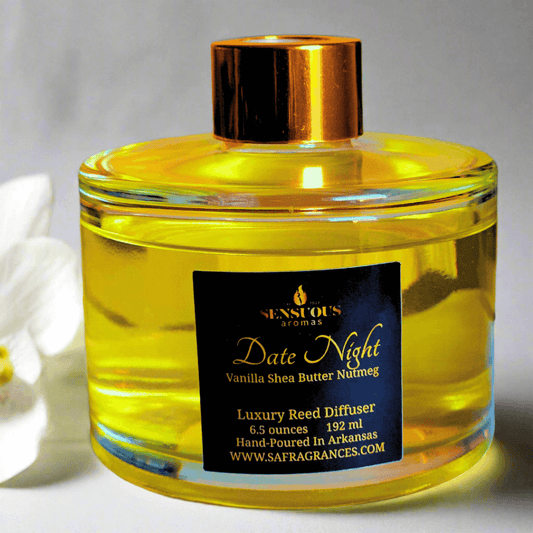Date night reed diffuser coconut cream, vanilla & santal for cozy, flame-free romantic ambiance at home