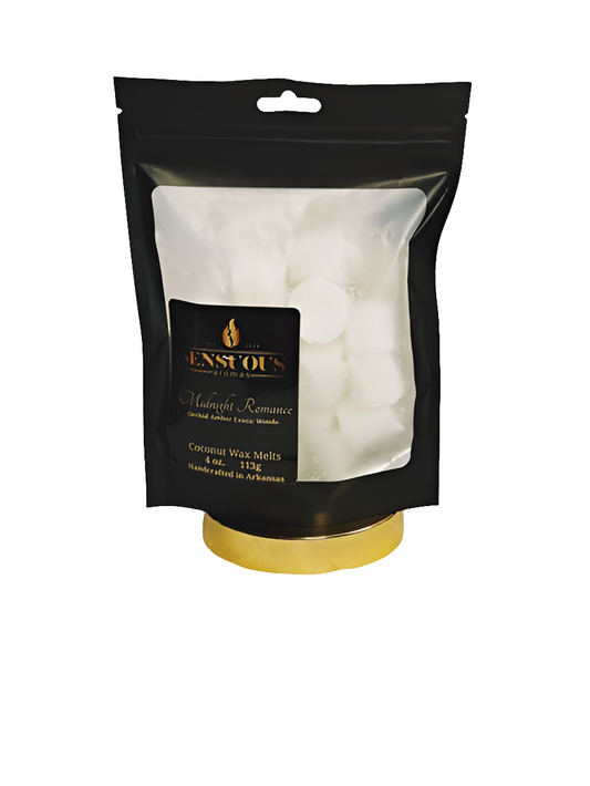 Midnight Romance wax melts – jasmine, amber & exotic woods coconut wax melts for sensual nights and relaxing bedroom fragrance