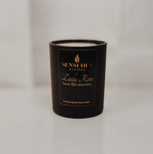 Rose, spice and vanilla scented coconut apricot wax candles