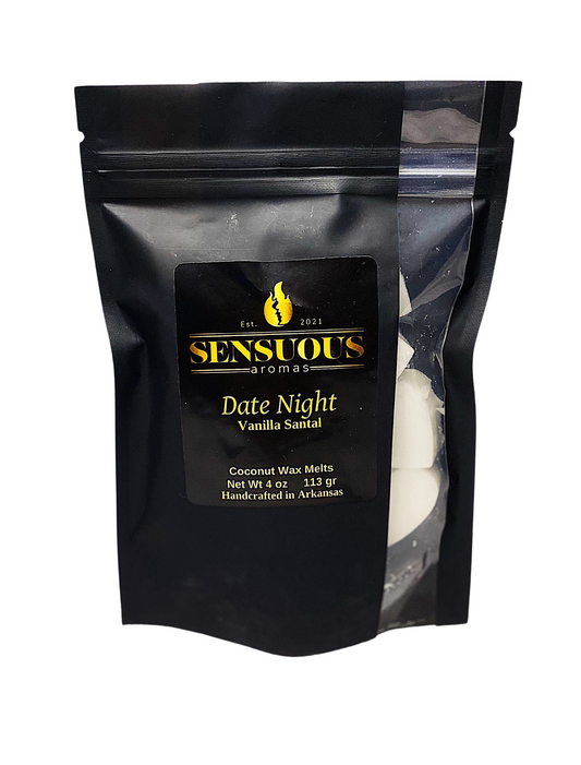 Coconut cream, vanilla & sandalwood wax melts – cozy romantic home scent for couples, flameless fragrance for date night ambiance
